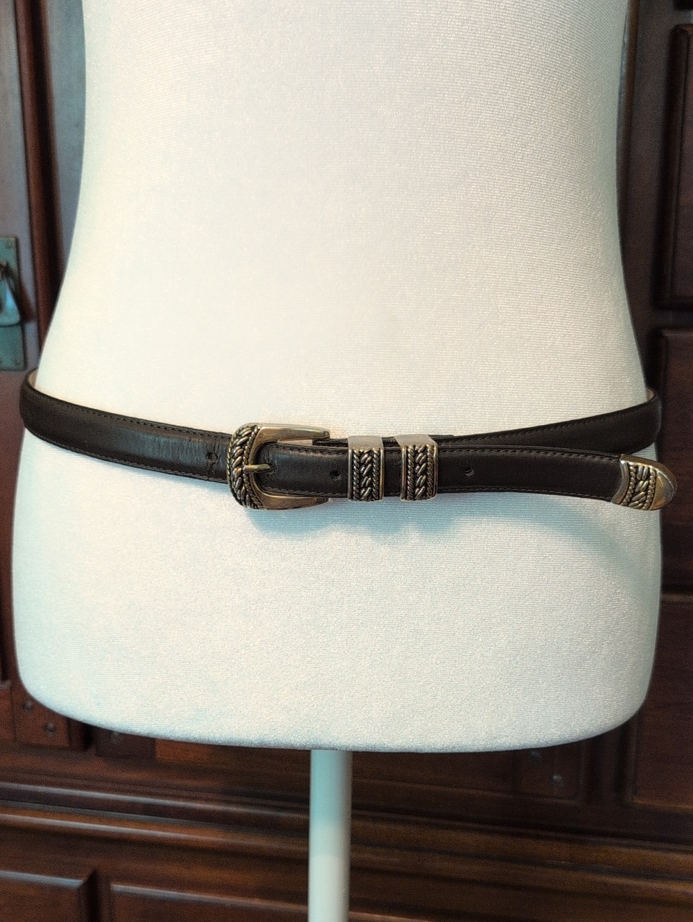Brown Leather Belt with Script Logo